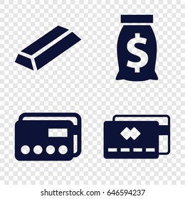 Banking icons set. set of 4 banking filled icons such as gold, credit card