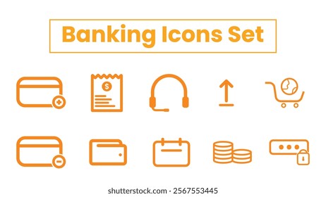 Banking icons set. Business and Finance Editable Icons set. Vector illustration in modern thin line style of money related icons: profit, cash, banking, and more.