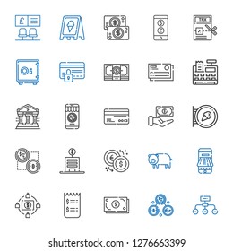 banking icons set. Collection of banking with hierarchical structure, exchange, cash, invoice, crowdfunding, payment method, pig, bank, bitcoin. Editable and scalable banking icons.