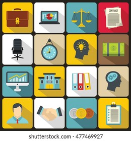 Banking icons set in flat style. Money, finance elements set collection vector illustration