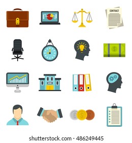 Banking icons set in flat style. Money, finance elements set collection vector illustration