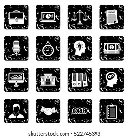 Banking icons set icons in grunge style isolated on white background. Vector illustration