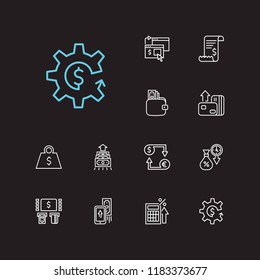 Banking icons set. Mobile payment and banking icons with online payment, fintech and wallet. Set of euro for web app logo UI design.