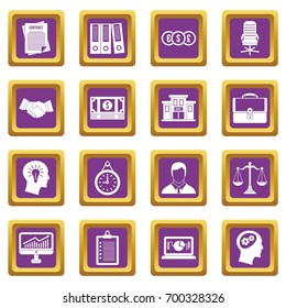Banking icons set in purple color isolated vector illustration for web and any design