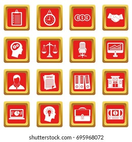 Banking icons set in red color isolated vector illustration for web and any design