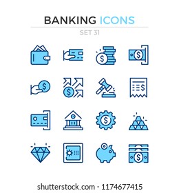 Banking icons. Vector line icons set. Premium quality. Simple thin line design. Modern outline symbols, pictograms.