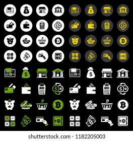 banking icons - vector piggy banking icons set - financial business sign symbol, finance and marketing illustrations isolated