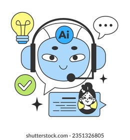 Automatización de la industria bancaria con inteligencia artificial. Desarrollo de Fintech. Asistencia de red neuronal de servicios financieros. Economía digital, transacciones e inversión. Ilustración vectorial plana