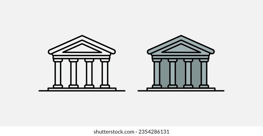 Banking institution, university, library, government institution linear icon, logo. Concept for advertising, interface, education and finance sites. Vector eps10