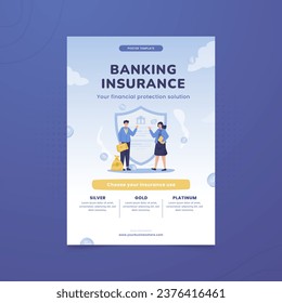 Banking insurance financial business on poster template