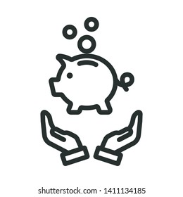 banking insurance - minimal line web icon. simple vector illustration. concept for infographic, website or app.