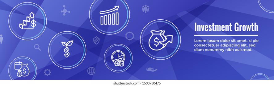 Banking, Investments and Growth Icon Set with Dollar Symbols, etc