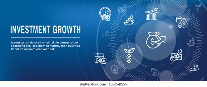 Banking, Investments and Growth Icon Set with Dollar Symbols, etc
