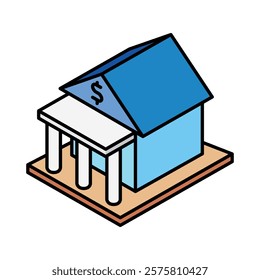 Banking isometric 3D color line. use for modern concept, print, UI, UX kit, web and app development. Vector EPS 10, related to education, business, finance, investment.
