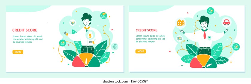 Banking landing page flat vector template set