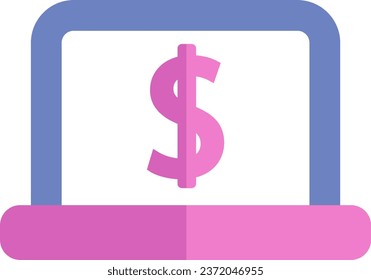 Portátil bancario, ilustración o icono, vector sobre fondo blanco.
