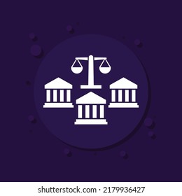 Banking Law Icon With Scales, Vector