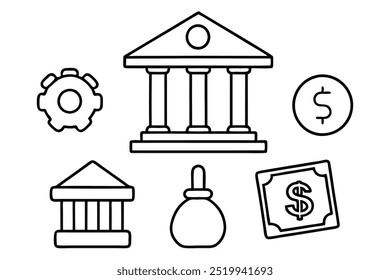 Banking Line Art Streamlined Designs for Financial Institutions and Services (6)