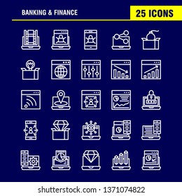 Banking Line Icon Pack For Designers And Developers. Icons Of Bank, Banking, Internet, Internet Banking, Laptop, Security, Lock, Vector
