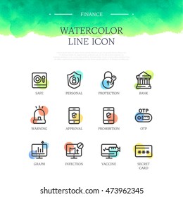 Banking line icon set