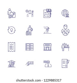 Banking line icon set. Account, customer, banker. Finance concept. Can be used for topics like saving, deposit, loan agreement