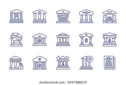 Conjunto de iconos de línea bancaria. Trazo editable. Ilustración vectorial. Conteniendo banco, Transferencia bancaria, banca, banca en línea, banca no bancarizada, banca móvil.