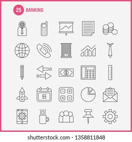 Banking Line Icon for Web, Print and Mobile UX/UI Kit. Such as: Mobile Setting, Mobile, Setting, Gear, Projector Screen, Display, Pictogram Pack. - Vector