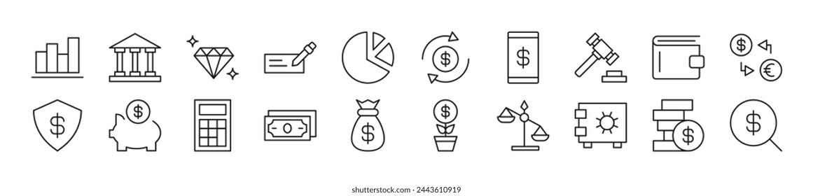 Colección Banking Line Icons. Trazo editable. Ilustración lineal simple para sitios web, periódicos, libros de artículos