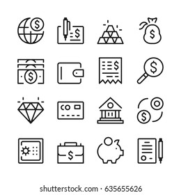 Banking line icons set. Modern graphic design concepts, simple outline elements collection. Vector line icons