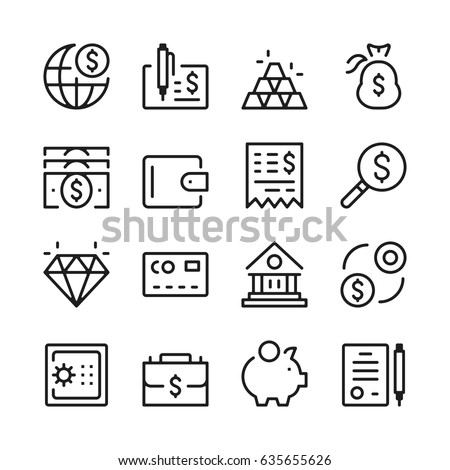 Banking line icons set. Modern graphic design concepts, simple outline elements collection. Vector line icons