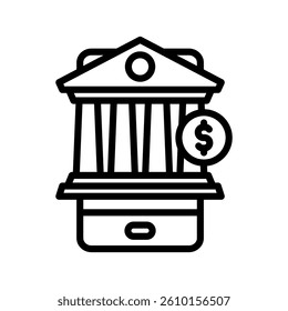 Banking Line Vector Illustration On White Background.