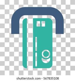 Banking Machine icon. Vector illustration style is flat iconic bicolor symbol, cobalt and cyan colors, transparent background. Designed for web and software interfaces.
