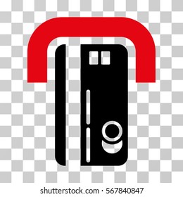 Banking Machine icon. Vector illustration style is flat iconic bicolor symbol, intensive red and black colors, transparent background. Designed for web and software interfaces.