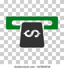 Banking Machine icon. Vector illustration style is flat iconic bicolor symbol, green and gray colors, transparent background. Designed for web and software interfaces.