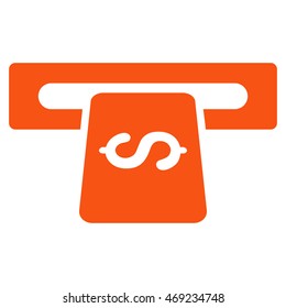 Banking Machine icon. Vector style is flat iconic symbol with rounded angles, orange color, white background.