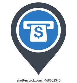 Banking Machine Pointer icon. Vector style is bicolor flat iconic symbol with rounded angles, smooth blue colors, white background.