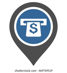 Banking Machine Pointer icon. Vector style is bicolor flat iconic symbol with rounded angles, cobalt and gray colors, white background.