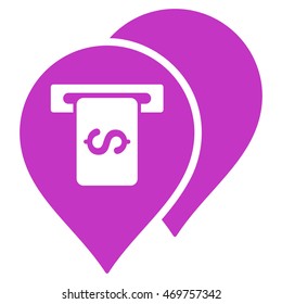 Banking Machine Pointers icon. Vector style is flat iconic symbol with rounded angles, violet color, white background.