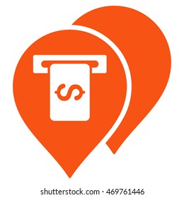 Banking Machine Pointers icon. Vector style is flat iconic symbol with rounded angles, orange color, white background.