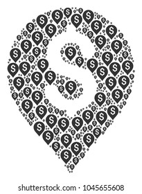 Banking Map Marker illustration made in the figure of banking map marker elements. Vector iconized collage designed from simple icons.