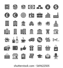 Banking And Merchant Universal Icons. Icon Set For Website And App. Vector Illustration