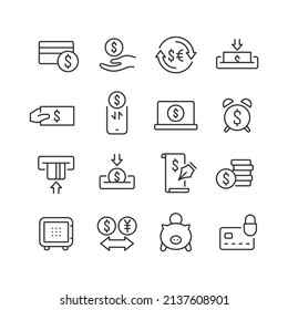 Banking and Money - Editable Stroke Line Icons Set