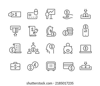 Banking and Money - Editable Stroke Line Icons Set
