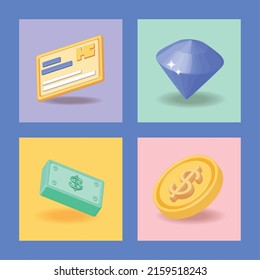 banking money icons collection design