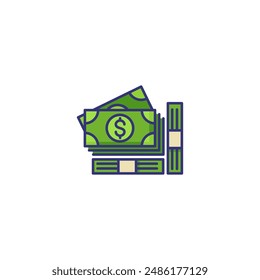 Banking and money icons. Set of line icons on white background. Money, banknotes, purse. Vector illustration can be used for topics like economy, banking