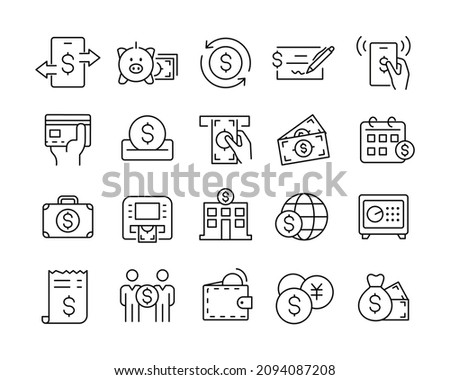 Banking and Money Icons - Vector Line Icons. Editable Stroke. Vector Graphic
