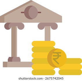 Diseño de icono plano de rupia de dinero bancario