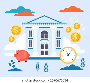 Banking money savings concept. Vector flat cartoon graphic design illustration 