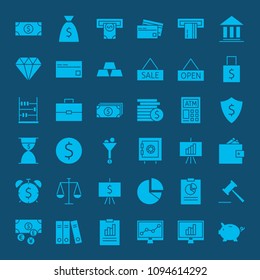 Banking Money Solid Web Icons. Vector Set of Glyphs.