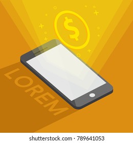 banking online by phone vector graphic for background